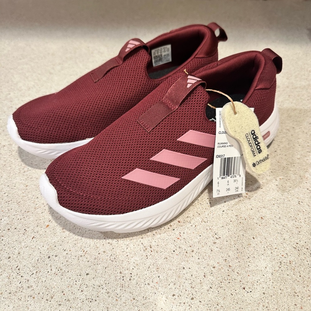 Adidas Cloud foam Maroon Slip-On Sneakers